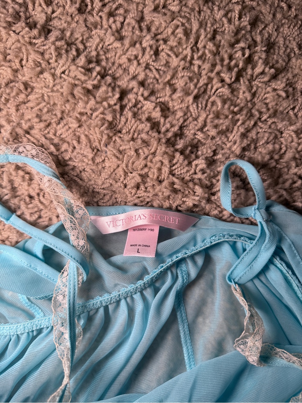 Victoria's Secret Light Blue Lace-Trim Chiffon Chemise - Picture 3 of 3